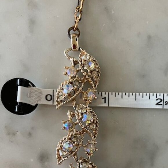 VINTAGE Gold Tone Crystal Leaf Necklace & Bracelet (2) - Picture 16 of 16